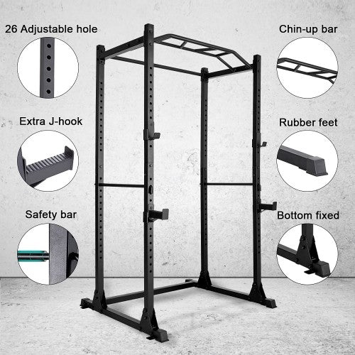 Power Cage, Squat Rack Workout Station 1200lb Capacity with 2 Extra J-Hooks for Weightlifting, Strength Training, Home Gym - 1020160-161 Power Cage, Squat Rack Workout Station 1200lb Capacity with 2 Extra J-Hooks for Weightlifting, Strength Training, Home Gym - 1020160-161
